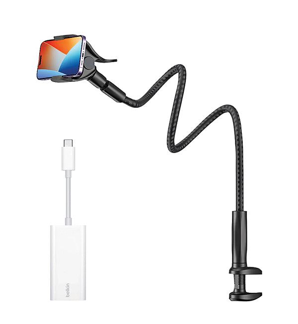 Smartphone Clamp with USB-C to HDMI Adapter